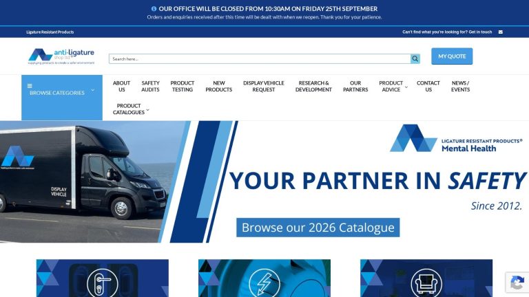 Anti-Ligature Shop ecommerce website for ligature-resistant products