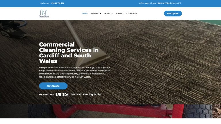 Clean Mate cleaning services website, built by our team